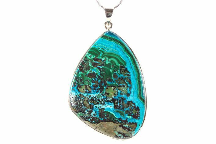 Vibrant Malachite & Chrysocolla Pendant - Sterling Silver #278514